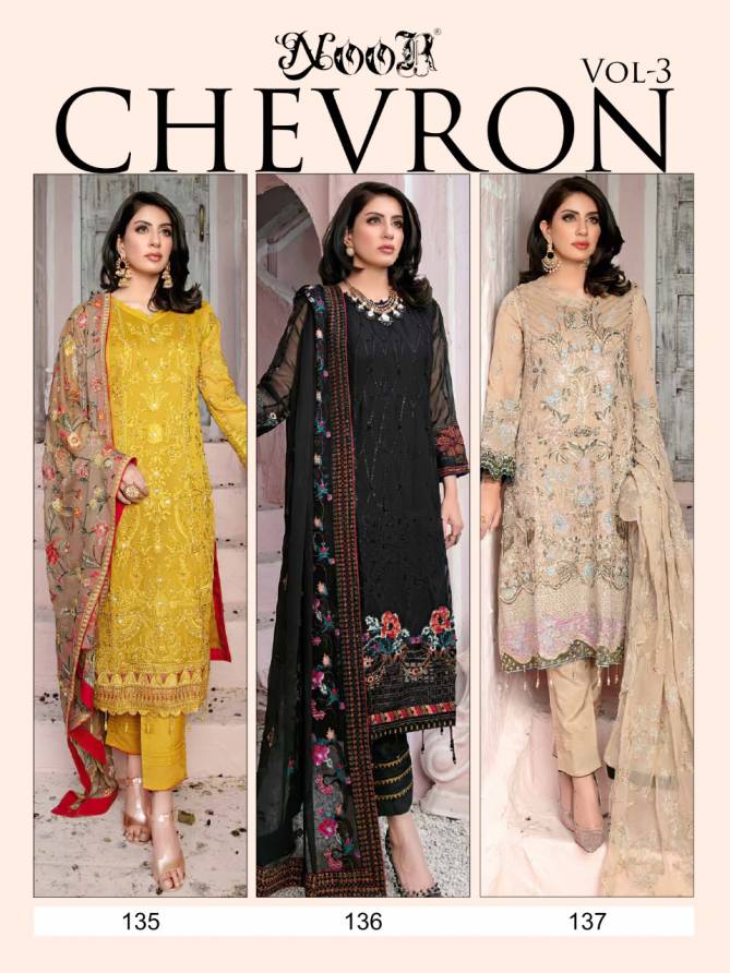 Noor Chevron 3 Embroidery Festive Wear Georgette Salwar Kameez Collection
